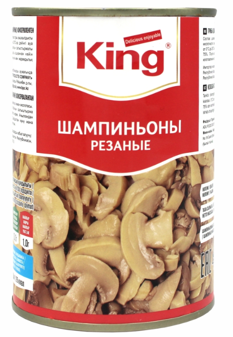 KING Резаные Шампиньоны 425 мл 400 гр