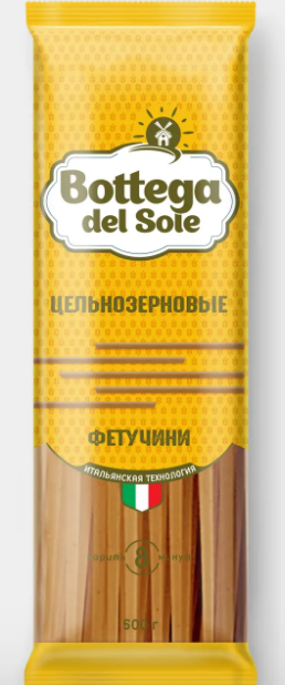 Макаронные изделия «Фетучини», цельнозерновые «Bottega del Sole», 500 г