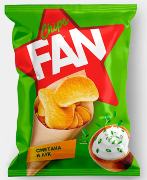 Чипсы со вкусом сметаны и лука, произведены из свежего картофеля «Fan», 120 г