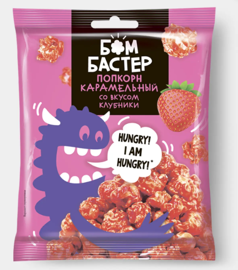 Попкорн карамельный со вкусом клубники «Бомбастер», 50 г