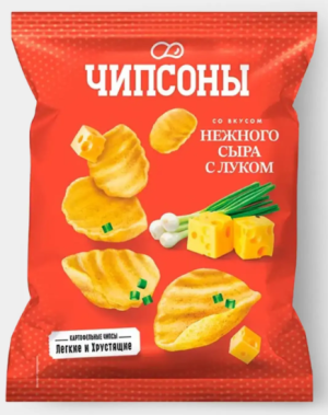 Чипсы со вкусом нежного сыра с луком «Чипсоны», 40 г