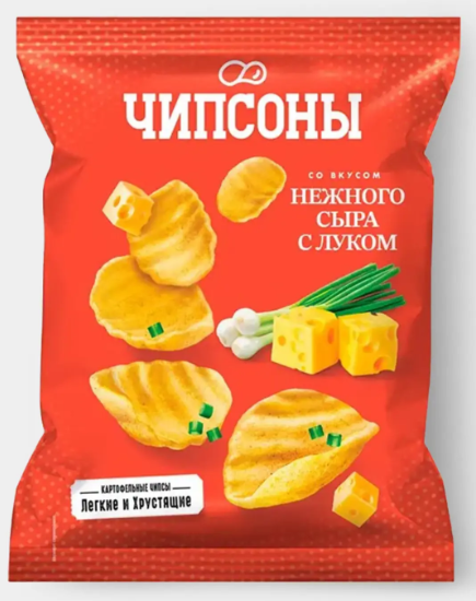 Чипсы со вкусом нежного сыра с луком «Чипсоны», 40 г