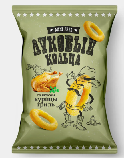 Луковые кольца со вкусом курицы гриль «Mini Free», 45 г