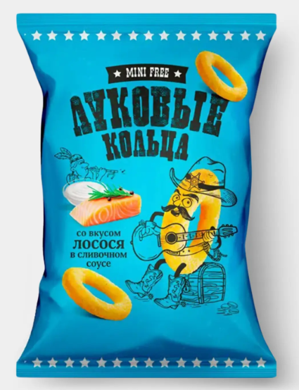 Луковые кольца со вкусом лосося в сливочном соусе «Mini Free», 45 г