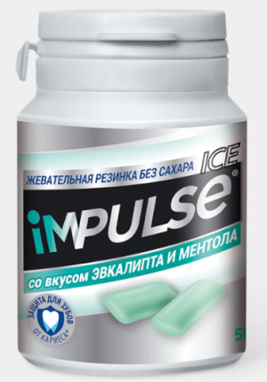 Жевательная резинка со вкусом эвкалипта и ментола «Impulse ICE», 56 г