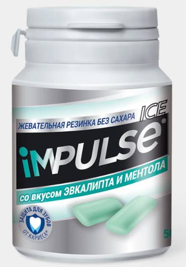 Жевательная резинка со вкусом эвкалипта и ментола «Impulse ICE», 56 г