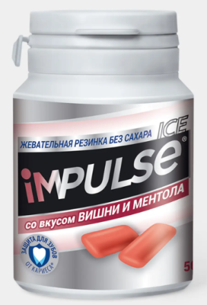 Жевательная резинка со вкусом вишни и ментола «Impulse ICE», 56 г