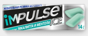 Жевательная резинка со вкусом эвкалипта и ментола «Impulse ICE», 14 г