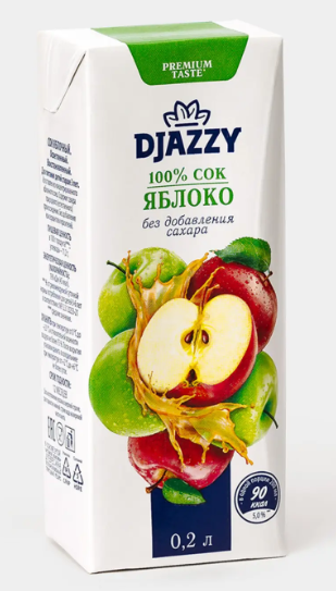Сок «Яблоко», 0.2л «Djazzy», 210 г