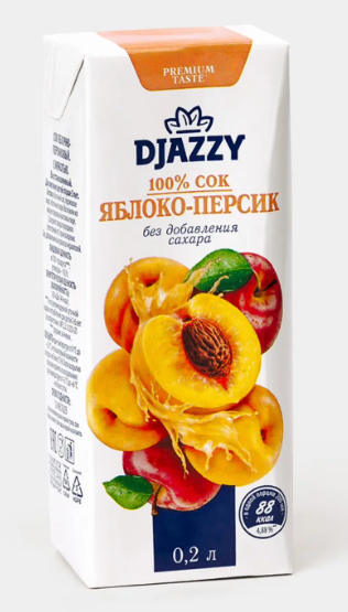 Сок «Яблоко – персик», 0.2л «Djazzy», 209 г