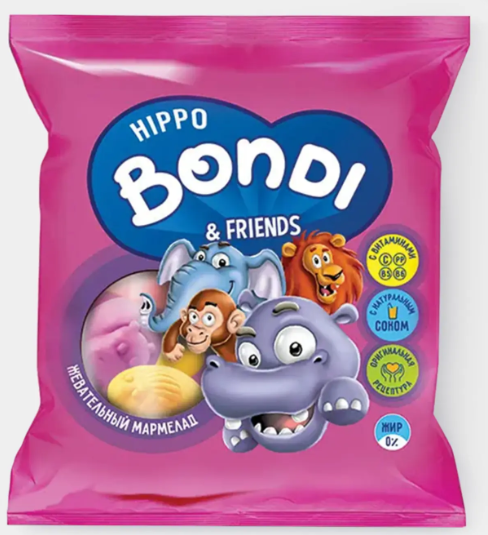 Мармелад жевательный в форме половинок животных «HIPPO BONDI & FRIENDS», 100 г