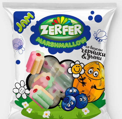 Маршмеллоу Jam со вкусом черники & дыни «Zerfer», 90 г