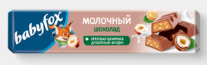 Молочный шоколад с ореховой начинкой и дробленым фундуком «BabyFox», 45 г
