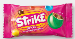 Драже молочный шоколад в цветной глазури «Strike», 40 г