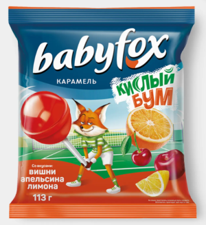 Карамель на палочке «Кислый бум» «BabyFox», 113 г