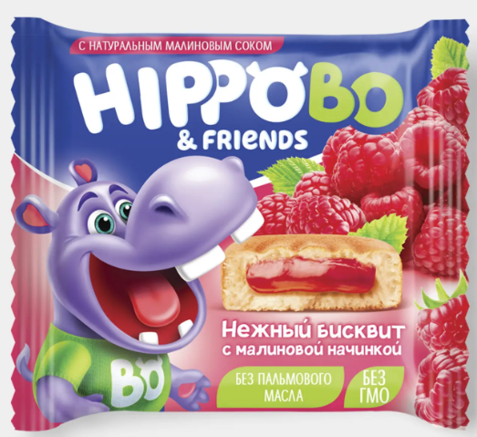 Пирожное бисквитное с желейной начинкой со вкусом малины «HIPPO BONDI & FRIENDS», 32 г