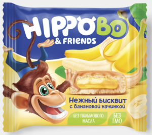 Пирожное бисквитное с желейной начинкой со вкусом банана «HIPPO BONDI & FRIENDS», 32 г