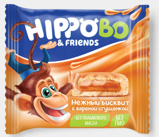 Пирожное бисквитное с начинкой «варёная сгущёнка» «HIPPO BONDI & FRIENDS», 32 г