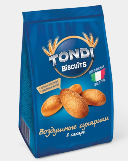 Воздушные сухарики в сахаре с молочным вкусом «Tondi», 94 г