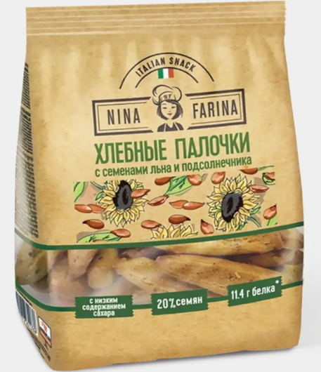 Хлебные палочки с семенами льна и подсолнечника «Nina Farina», 160 г
