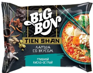 BIGBON Лапша со вкусом "Грибной кисло-острый" 85гр