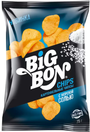 Чипсы из сырого картофеля с морской солью 140гр. BIGBON