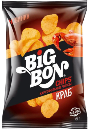 Чипсы из сырого картофеля со вкусом краба BIGBON 140гр