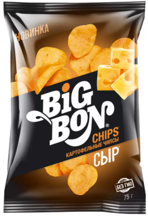 Чипсы из сырого картофеля со вкусом сыра BIGBON 75г