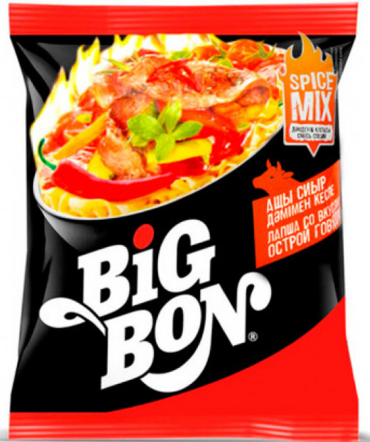 BIGBON Лапша со вкусом острой говядины 75 гр