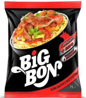 BIGBON Лапша Говядина+Соус Томат с базиликом 75 гр