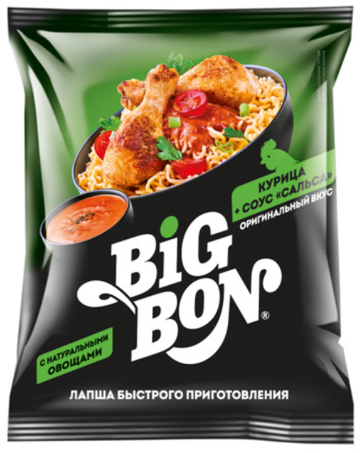 BIGBON Лапша Курица + соус Сальса 75гр