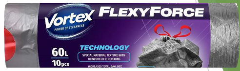 Vortex Пакеты для мусора с затяжками 64х69 см, 60л/10шт