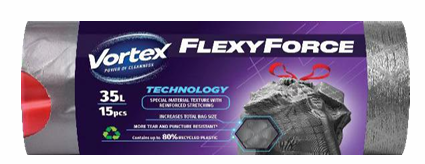Vortex Пакеты для мусора с  затяжками 53х60 см, 35л/15шт