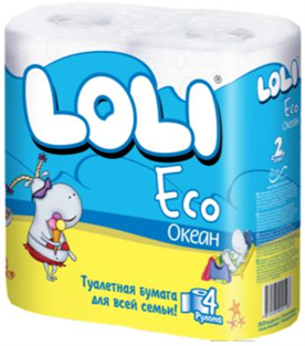 Туалетная бумага  2 слойные 4 рул Loli ECO Океан