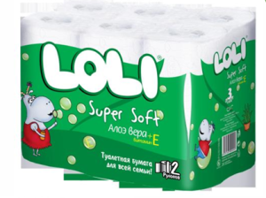 Туалетная бумага 3 слойные 12рул Loli Super Soft Алоэ Вера+вит. Е