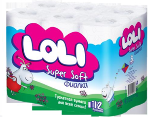 Туалетная бумага 3 слойные 12 рулонов Loli Super Soft  Фиалка ароматизир.