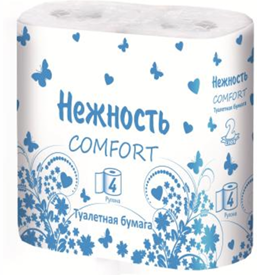 Туалетная бумага  Нежность (Comfort)  Кол-во: 4 рулона.