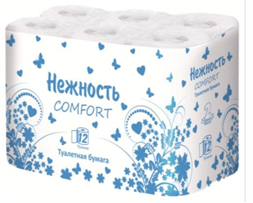 Туалетная бумага  Нежность (Comfort)  Кол-во: 12 рулона.