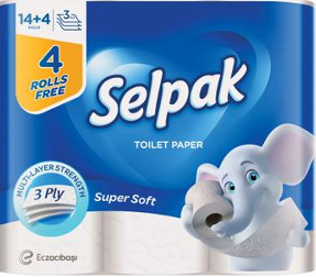 Туалетная бумага «Selpak» Promo PACK 3 сл. 14+4 рулона