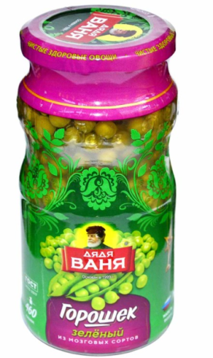 Горошек Дядя Ваня зеленый консервированный стекло 460 гр