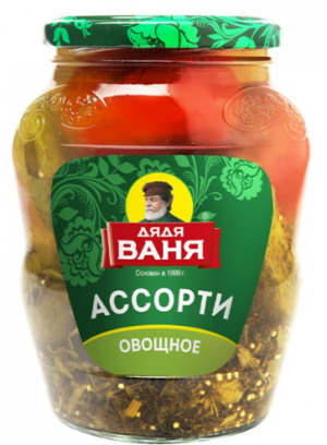 Ассорти овощное Дядя Ваня маринованное Огурцы и томаты 680 гр.