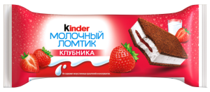 Kinder молочный ломтик с молочно-клубничной начинкой, 28гр