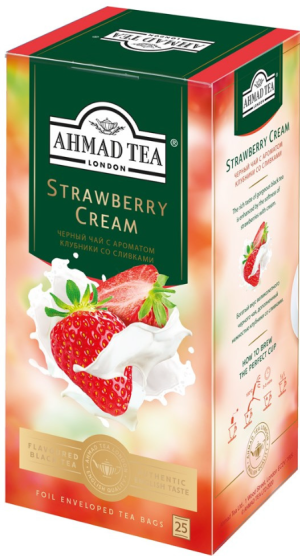 Пакет/чай Ahmad Tea с ароматом клубники со сливками 25шт