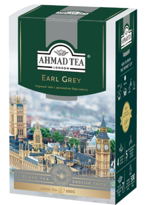 Листовой чай Ahmad Tea Earl Grey со вкусом и ароматом бергамота 100г в коробке