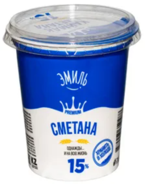 Эмиль Сметана, 15%, п/стакан, 380гр.
