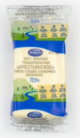 Эмиль Масло сливочное Крестьянское, 72.5%, 200гр.пленка