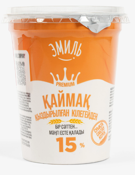 Эмиль Сметана из топленых сливок,15%, п/стакан, 380гр.