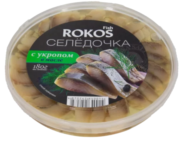 Rokos Fish Селедочка с укропом в масле 180гр