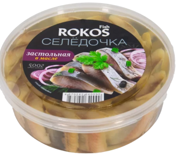 Rokos Fish Селедочка застольная в масле 500гр