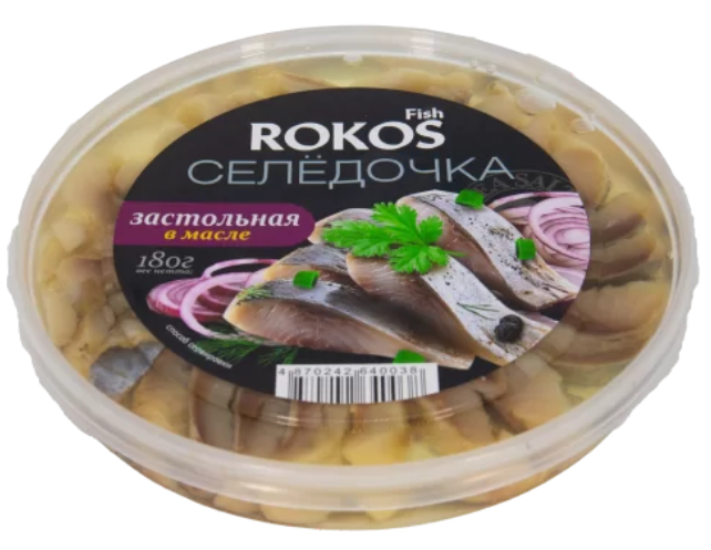 Rokos Fish Селедочка застольная в масле 180гр
